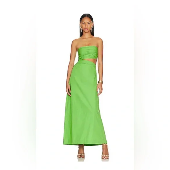 SWF Women's Asymmetric Cut-Out Cotton Maxi Dress - Verde